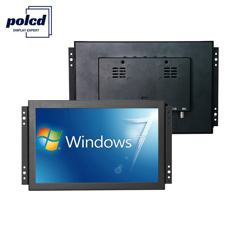Polcd TFT LCD डिस्प्ले 10.1 इंच इंडस्ट्रियल टच स्क्रीन मॉनिटर हाई ब्राइटनेस IP65 ब्लैक