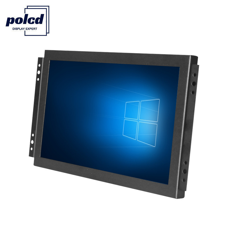 Polcd TFT LCD डिस्प्ले 10.1 इंच इंडस्ट्रियल टच स्क्रीन मॉनिटर हाई ब्राइटनेस IP65 ब्लैक