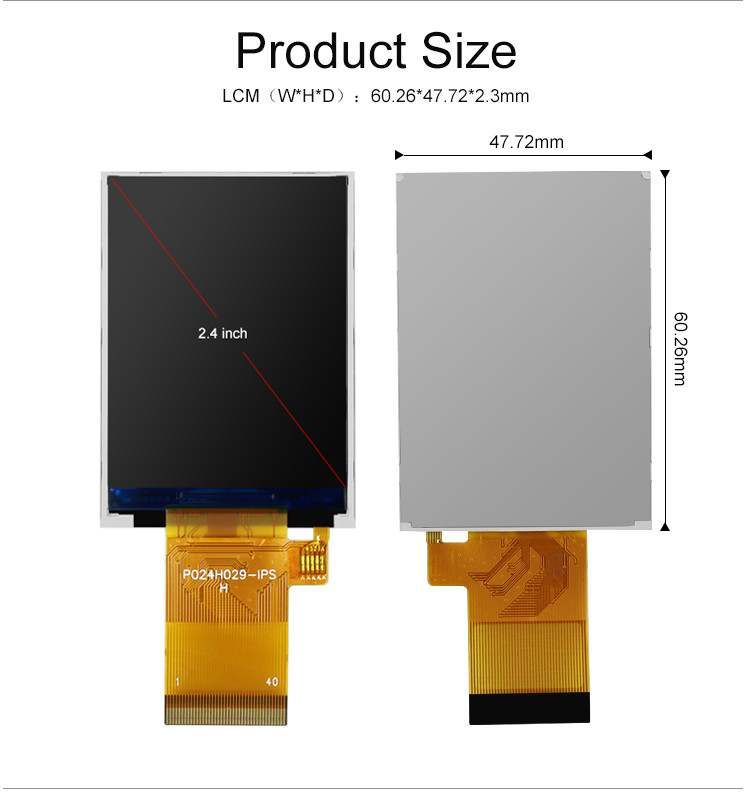 Polcd 350 Nit 2.4 इंच Tft टच स्क्रीन 240x320 48.96mm MCU RGB इंटरफ़ेस LCD डिस्प्ले
