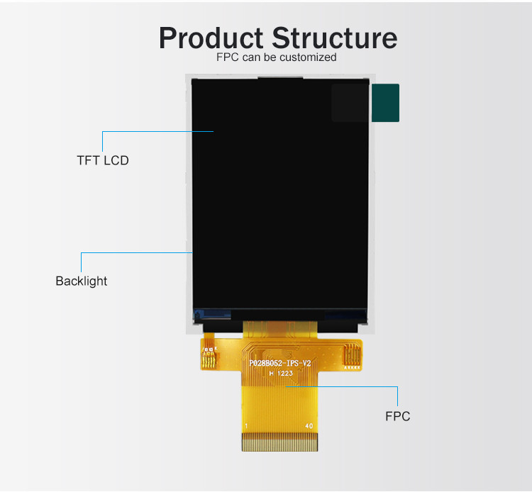 Polcd MCU 9 BIT 2.8 इंच LCD Tft डिस्प्ले 240X320 Tft कलर स्क्रीन कमर्शियल