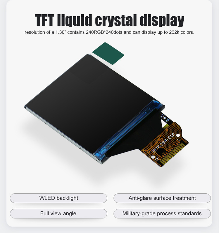 Polcd 350 Nit 240x240 St7789v 1.33 इंच TFT LCD डिस्प्ले 4 वायर SPI काला