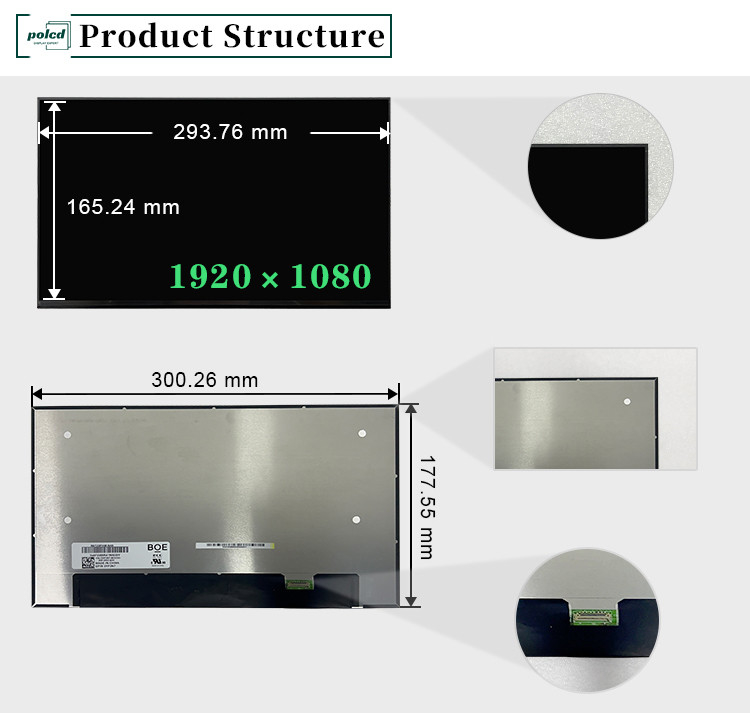 13.3 इंच NV133FHM-N49 एलसीडी लैपटॉप स्क्रीन पैनल 60Hz 1920x1080 FHD IPS TFT मॉड्यूल डिस्प्ले नोटबुक के लिए
