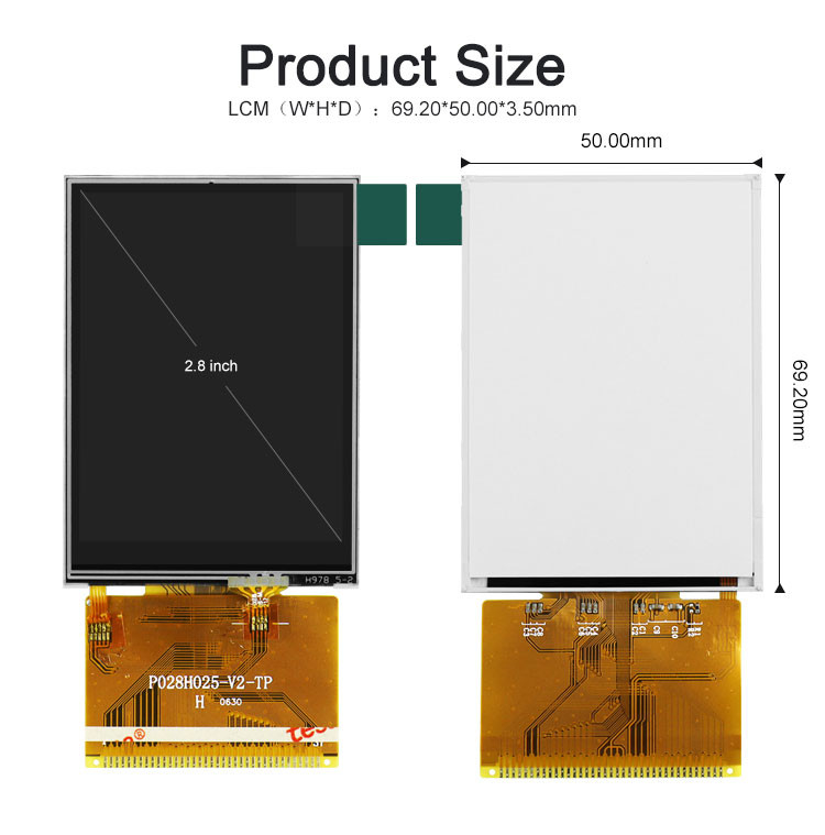 Polcd 2.8 इंच फुल व्यूइंग एंगल TFT LCD टच स्क्रीन सनलाइट रीडेबल IPS पैनल