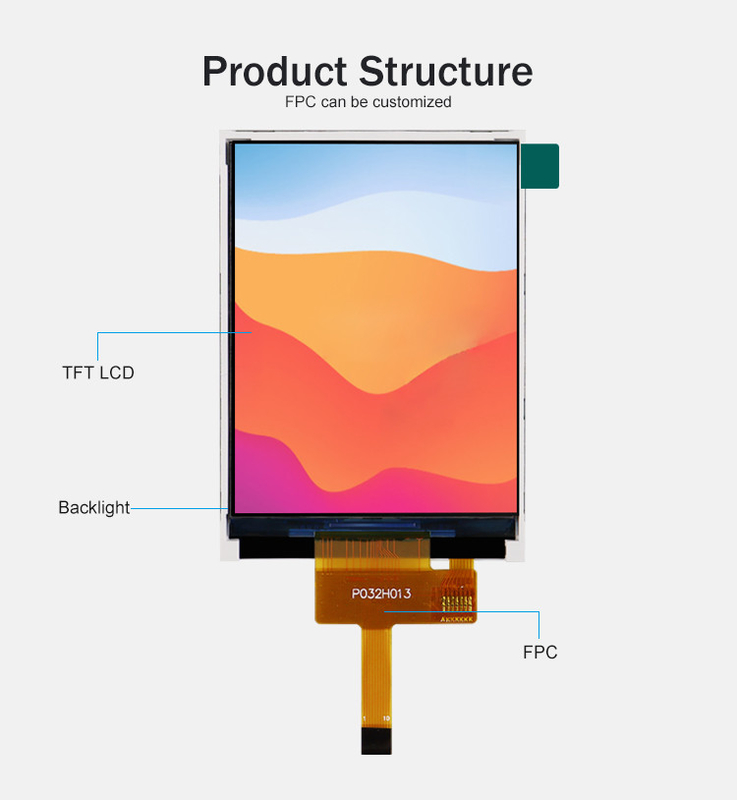 Polcd ST7789V 3.2 इंच Tft LCD रंग 262K TFT LCD डिस्प्ले 48.6mm 12 0'CLOCK