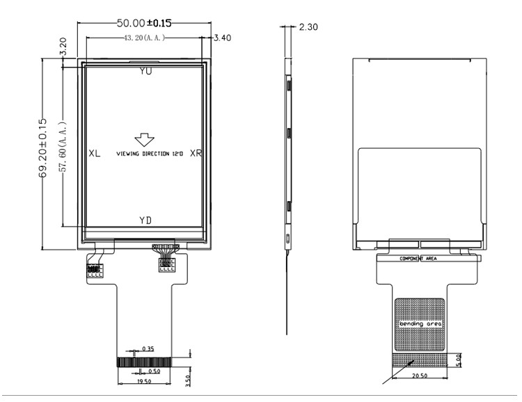 Polcd 12 0'CLOCK 240x320 2.8 इंच Ili9341v 16 बिट TFT टच स्क्रीन