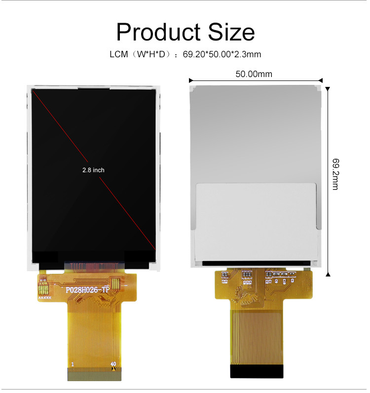 Polcd 12 0'CLOCK 240x320 2.8 इंच Ili9341v 16 बिट TFT टच स्क्रीन