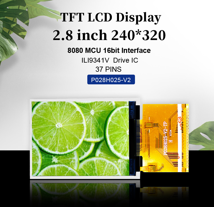 Polcd रिज़ॉल्यूशन 240X320 2.8 इंच Spi Tft LCD Ili9341V RoHS TFT टच स्क्रीन