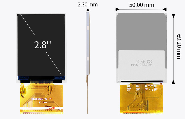 Polcd रिज़ॉल्यूशन 240X320 2.8 इंच Spi Tft LCD Ili9341V RoHS TFT टच स्क्रीन