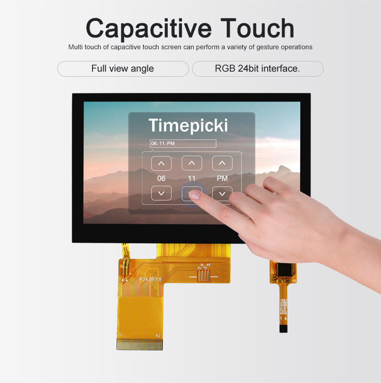 Polcd ST7262E43 4.3 इंच Tft एलसीडी डिस्प्ले 280 Nit LCD टच पैनल 800X480