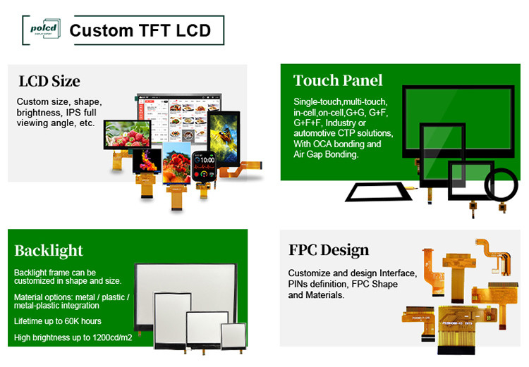 Polcd 240x320 एलईडी बैकलिट Tft एलसीडी डिस्प्ले 2.4 इंच एलसीएम 260 नाइट ब्राइटनेस एलसीएम पैनल