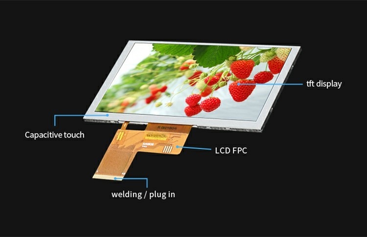 Polcd 5.0 इंच TFT एलसीडी पैनल 800*480 रिज़ॉल्यूशन 500nits RGB इंटरफेस 5