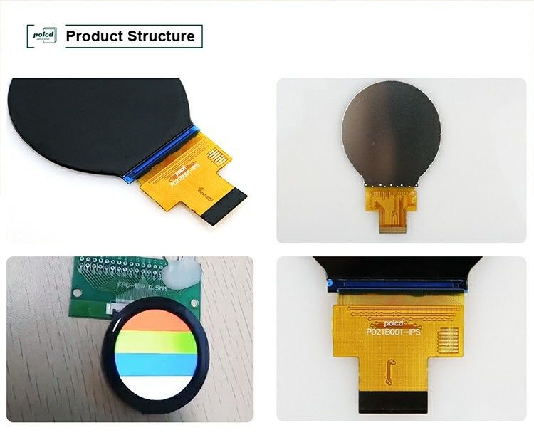 एलसीएम और पैनल के लिए एमआईआई इंटरफेस के साथ पोलकड 2.1 इंच 480x480 आईपीएस राउंड टीएफटी कलर डिस्प्ले एलसीडी मॉड्यूल