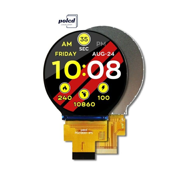 एलसीएम और पैनल के लिए एमआईआई इंटरफेस के साथ पोलकड 2.1 इंच 480x480 आईपीएस राउंड टीएफटी कलर डिस्प्ले एलसीडी मॉड्यूल