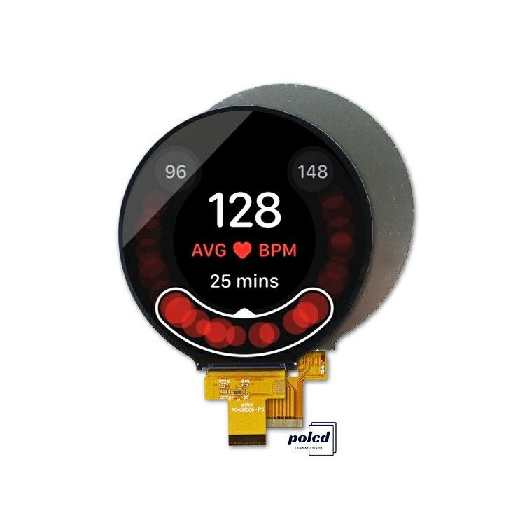 Polcd छोटा आकार गोल एलसीडी स्क्रीन 4 इंच 720x720 पिक्सल 4 लाइन एमआईपीआई इंटरफ़ेस पूर्ण रंग प्रदर्शन