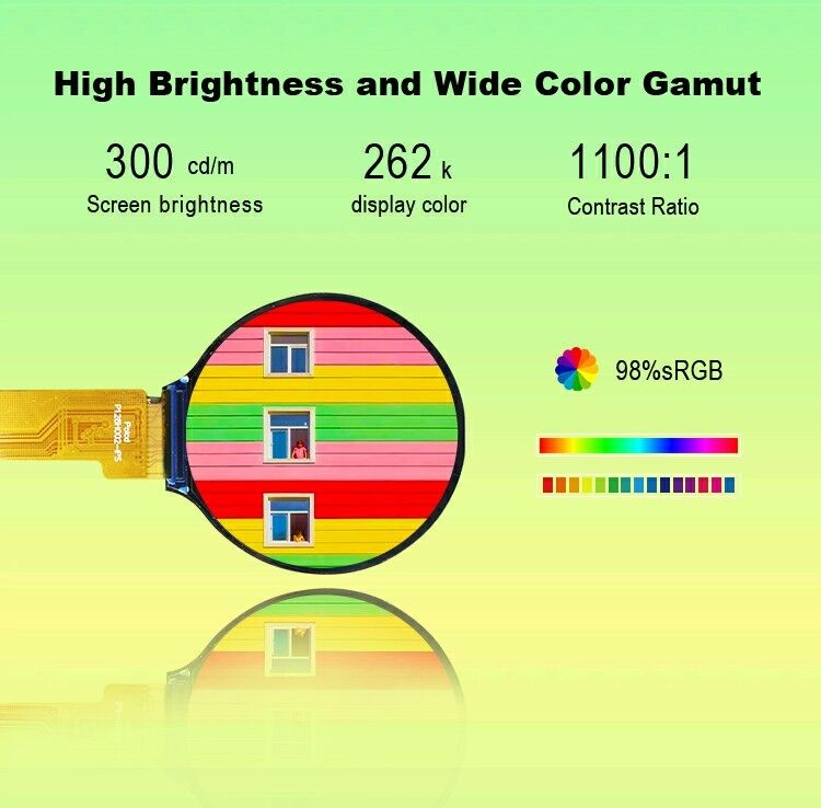 Polcd छोटा गोल 1.28 इंच एलसीडी स्क्रीन 240*240 1.3 इंच स्पाइ इंटरफेस IPS परिपत्र Tft एलसीडी मॉड्यूल पैनल