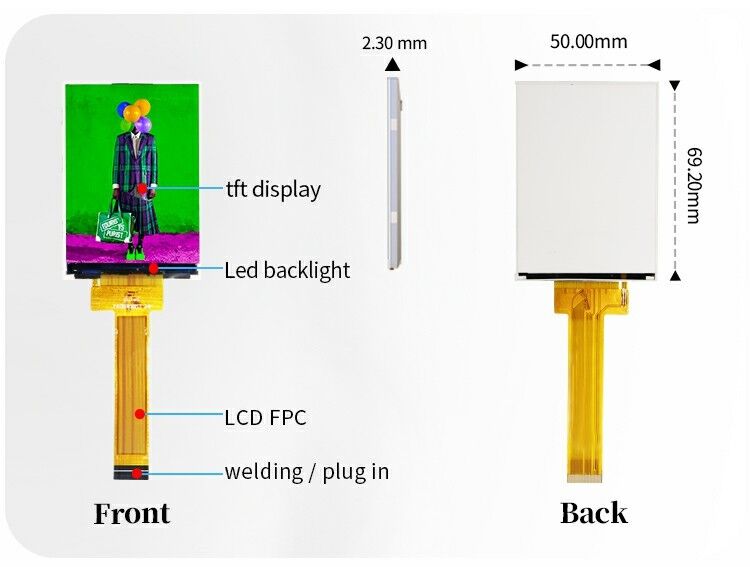 Polcd 2.8 इंच TFT डिस्प्ले 240x320 IPS स्क्रीन हाई कंट्रास्ट 1200:1 TFT पैनल एलसीडी मॉड्यूल