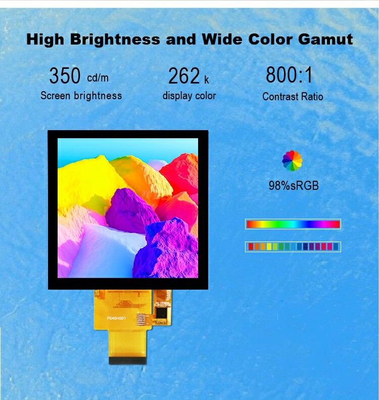 पॉलकैड 4 इंच एलसीडी पैनल 480*480 आईपीएस एलसीडी डिस्प्ले हाई ब्राइटनेस आरजीबी इंटरफेस टीएफटी एलसीडी मॉड्यूल
