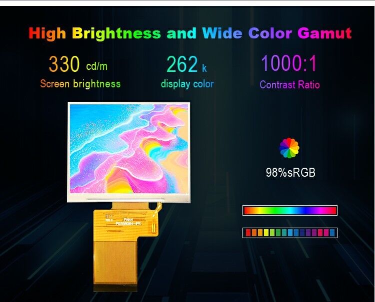 पॉलकैड 3.5 इंच 320x240 पूर्ण रंग टीएफटी डिस्प्ले ST7272A ड्राइव आईपीएस दृश्य कोण 54पिन एलसीडी डिस्प्ले