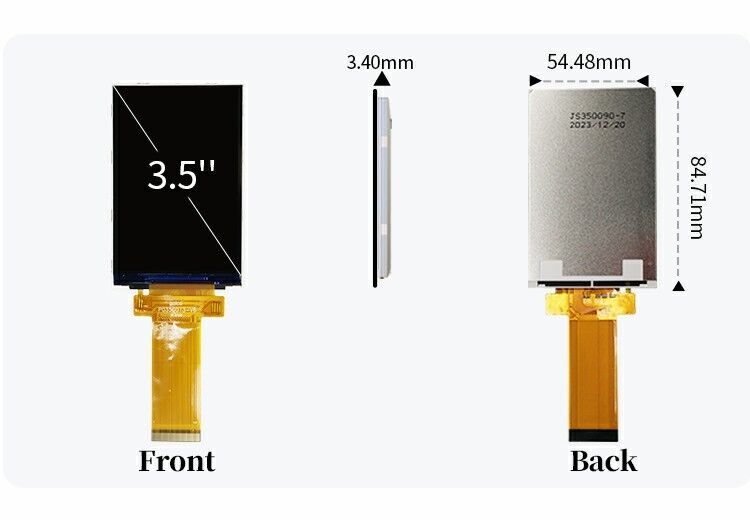 पॉलकैड 3.5 इंच क्यूवीजीए एलसीडी डिस्प्ले 320x480 रिज़ॉल्यूशन एमसीयू एसपीआई इंटरफेस टच पैनल 3.5 