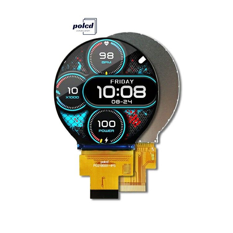एलसीएम और पैनल के लिए एमआईआई इंटरफेस के साथ पोलकड 2.1 इंच 480x480 आईपीएस राउंड टीएफटी कलर डिस्प्ले एलसीडी मॉड्यूल