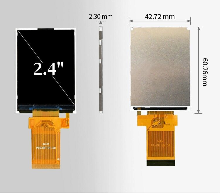 Polcd 2.4 इंच एलसीएम मॉड्यूल ट्रांसफ्लेक्टिव एसपीआई एमसीयू वेल्डिंग 20पिन रिज़ॉल्यूशन 240x320 टीएफटी एलसीडी स्क्रीन