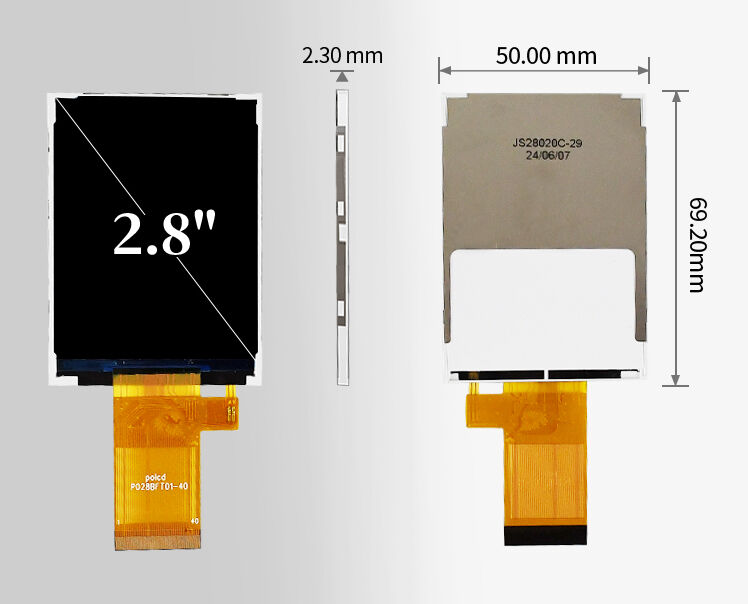 Polcd 2.8 इंच 240*320 ट्रांसफ्लेक्टिव एलसीडी स्क्रीन ST7789T3 Mcu Spi इंटरफेस 2.8