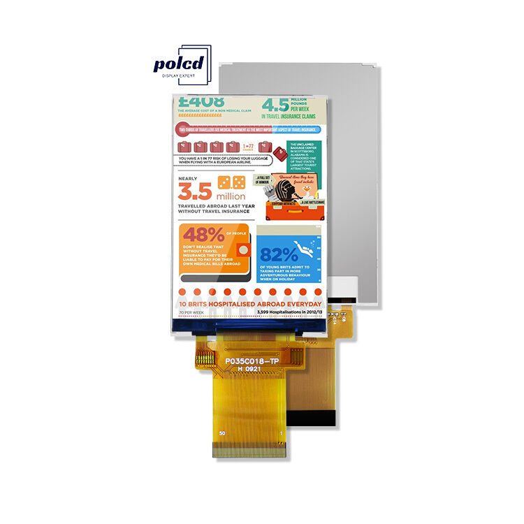 Polcd ILI9488 डिस्प्ले Tft LCD 12 0'CLOCK 3.5 Tft LCD Raspberry Pi 48.96mm