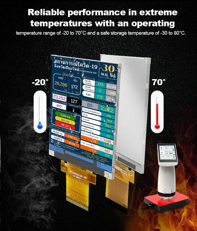 Polcd 300 निट 3.5 इंच कैपेसिटिव टच स्क्रीन ILI9488 टच स्क्रीन TFT LCD