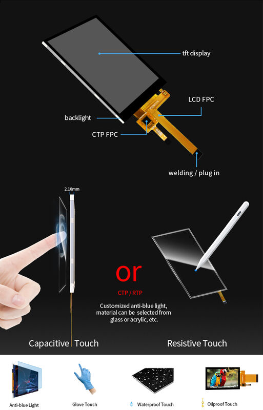 Polcd Qvga 240x320 रिज़ॉल्यूशन 2.4 इंच ST7789V3 टच स्क्रीन CTP TFT एलसीडी डिस्प्ले मॉड्यूल