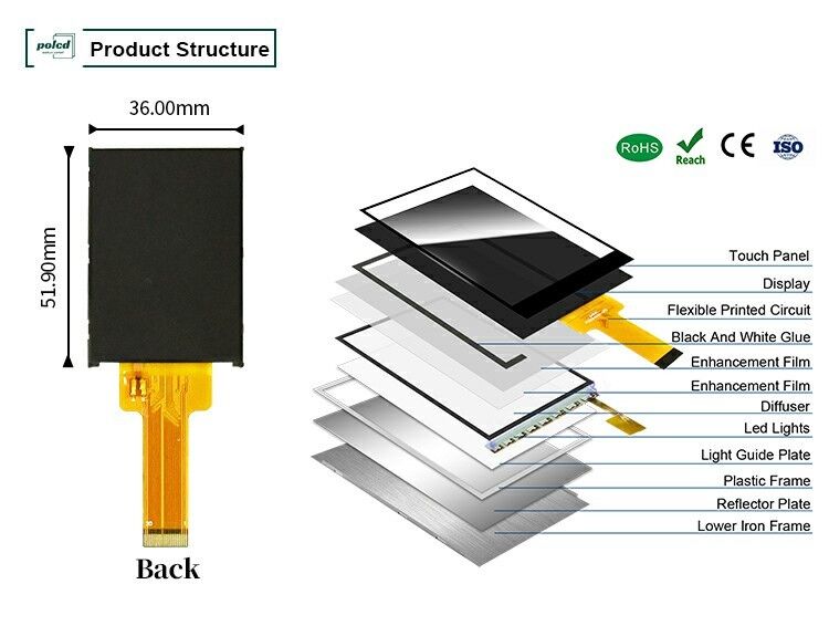 Polcd लिक्विड क्रिस्टल डिस्प्ले 2.0 इंच मिनी फुल कलर ST7789 MCU IPS फुल एंगल व्यू 240x320 TFT एलसीडी मॉड्यूल