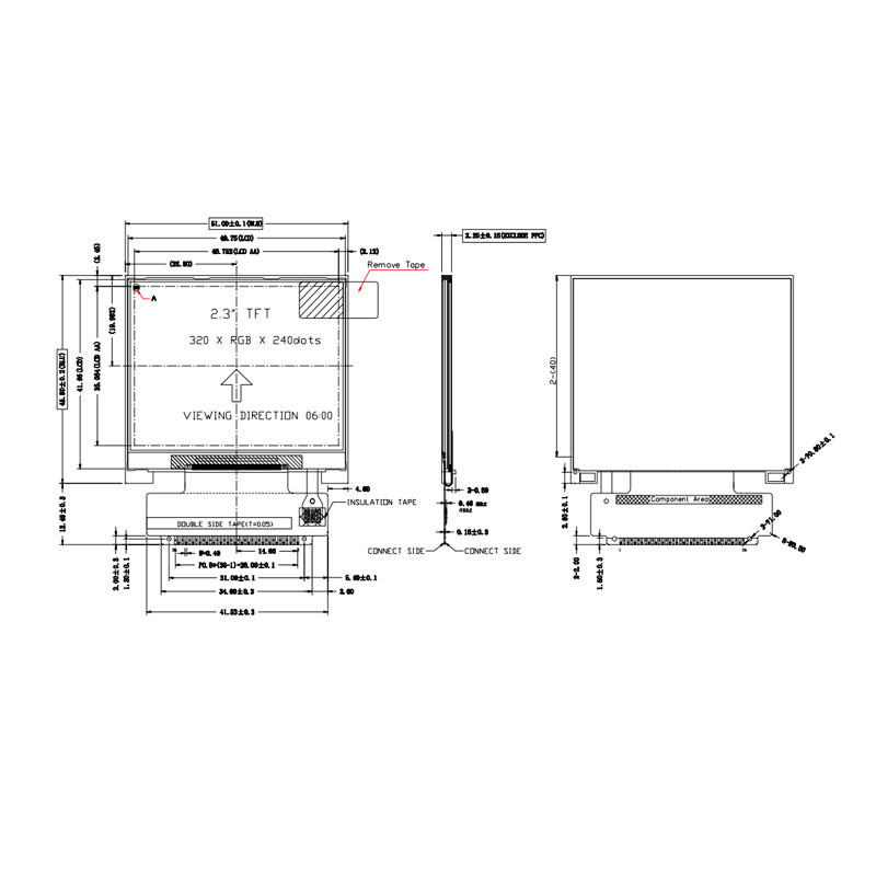 पोलसीडी ILI9342C 2.31 इंच एलसीडी 8080 एमसीयू 16 बिट 320x240 एलसीडी डिस्प्ले 300 निट
